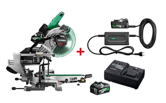 Afbeeldingen van HIKOKI Accu afkortzaag C3610DRAWAPZ 36V BL 255MM zaagcapaciteit 64X318MM AS 30MM 2x MV-B [36V 4,0Ah/18V 8,0Ah] inclusief ET36A AC/DC ADAPTER