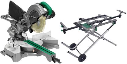 Afbeeldingen van HIKOKI Afkortzaag C8FSEUAWZ 230V 1050W 216MM zaagcapaciteit 65X312MM AS 30MM inclusief ONDERSTEL 712650 