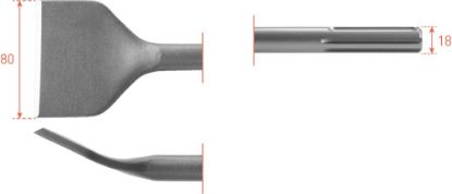 Afbeeldingen van ROTEC Tegelbeitel SDS-Max gebogen 80X300MM