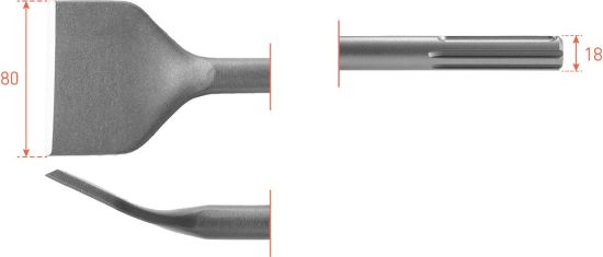 Afbeeldingen van ROTEC Tegelbeitel SDS-Max gebogen 80X300MM