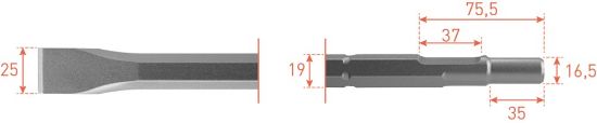Afbeeldingen van ROTEC Platte beitel zeskant 19/16,5X35MM 25X300MM