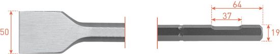 Afbeeldingen van ROTEC Spadebeitel zeskant 19 met uitsparing 50X400MM