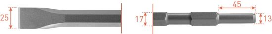 Afbeeldingen van ROTEC Platte beitel zeskant 17/13X45MM 25X280MM