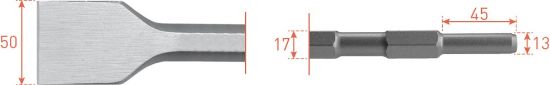 Afbeeldingen van ROTEC Spadebeitel zeskant 17/13X45MM 50X280MM