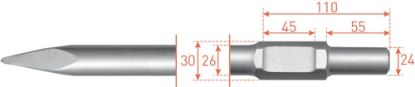 Afbeeldingen van ROTEC Puntbeitel zeskant 30/24X55MM 400MM