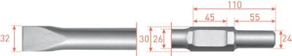 Afbeeldingen van ROTEC Platte beitel zeskant 30/24X55MM 32X400MM