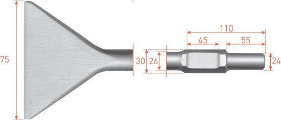 Afbeeldingen van ROTEC Spadebeitel zeskant 30/24X55MM 75X400MM
