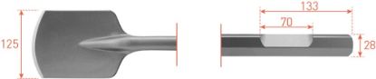 Afbeeldingen van ROTEC Spadebeitel vlak zeskant 28 met uitsparing 125X400MM