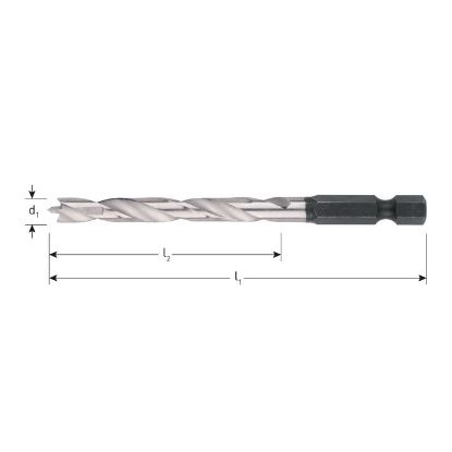 Afbeeldingen van ROTEC Houtspiraalboor met bitschacht E6,3 3X35X65MM