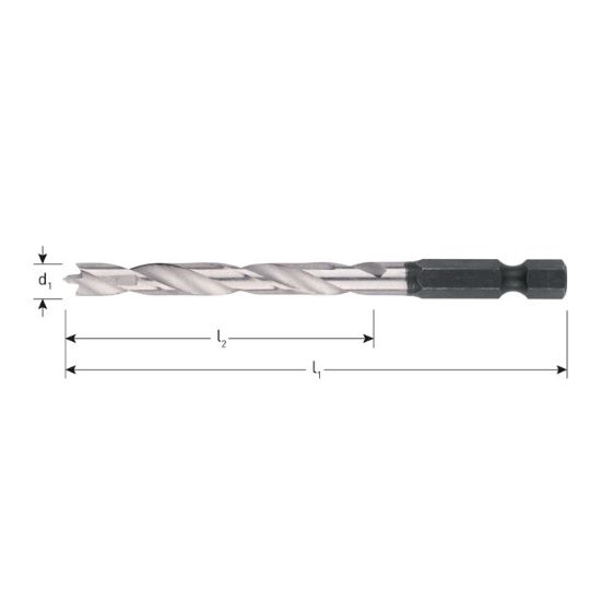 Afbeeldingen van ROTEC Houtspiraalboor met bitschacht E6,3 3X35X65MM