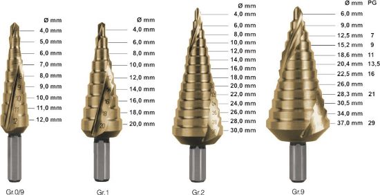 Afbeeldingen van ROTEC Trappenboor HSS +TiN Nr.1 4-20MM 