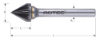 Afbeeldingen van ROTEC Stiftfrees HM model JZ3 spiraalvertand 3X2,5X38X3MM 60°