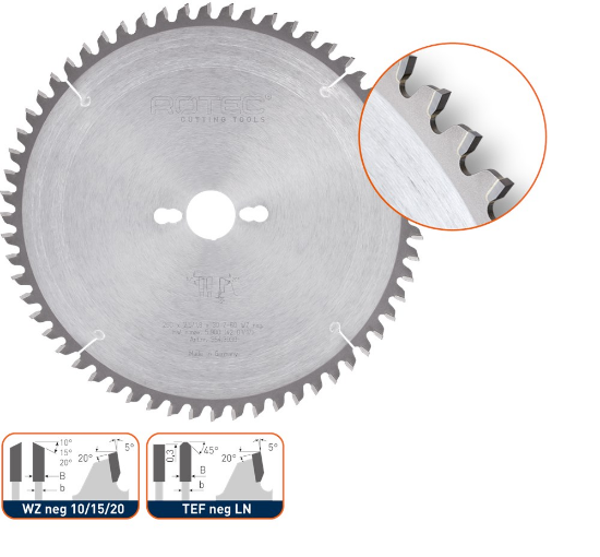 Afbeeldingen van ROTEC Afkort- en verstekzaagblad HM 260X2,5X30MM Z=60 WZ neg 10
