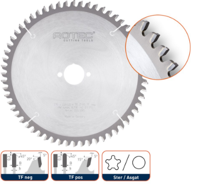 Afbeeldingen van ROTEC Zaagblad HM voor NF-metalen 210X2,4X30MM Z=72 TF neg