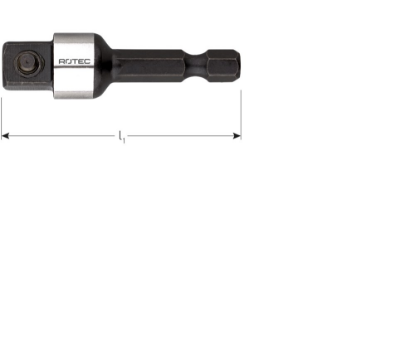 Afbeeldingen van ROTEC Adapter E6,3 > vierkant ⅜" met stift 50MM 