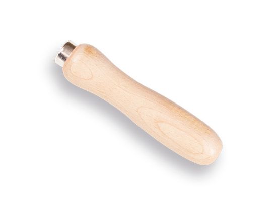 Afbeeldingen van Vijlheft beukenhout met ring en gat 12CM