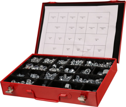 Afbeeldingen van KELFORT Assortimentskist borgmoeren DIN985 + moeren DIN934 EV