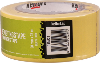 Afbeeldingen van KELFORT Betonbekistingstape geel waterproof Heavy Duty 50MM 33M