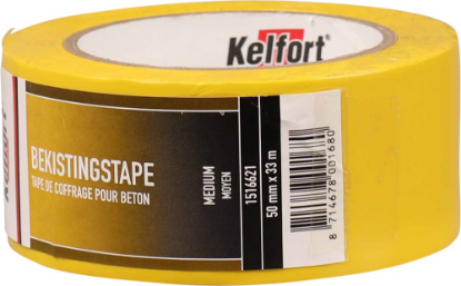 Afbeeldingen van KELFORT Betonbekistingstape geel waterproof medium 50MM 33M