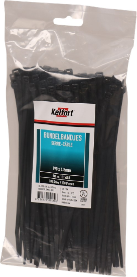 Afbeeldingen van KELFORT Bundelbandjes nylon zwart 190X4,8MM