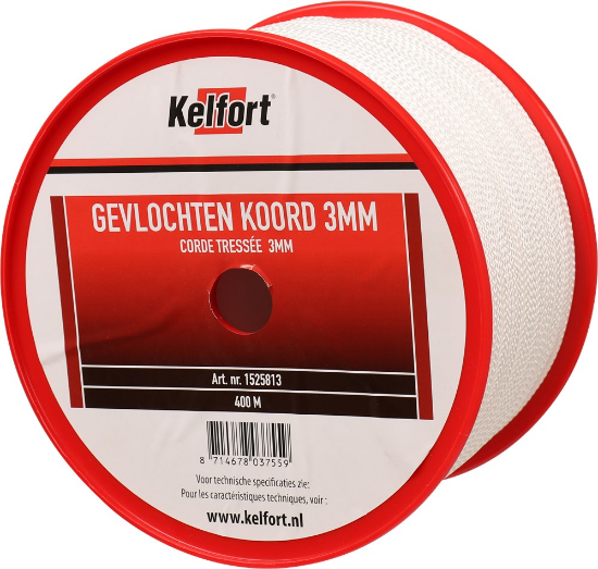 Afbeeldingen van KELFORT Koord gevlochten wit 3MM 400M