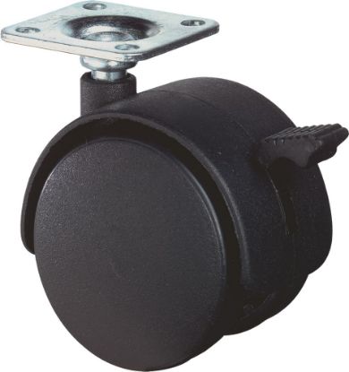 Afbeeldingen van KELFORT Meubelzwenkwiel zwart EV 40MM met plaat en rem