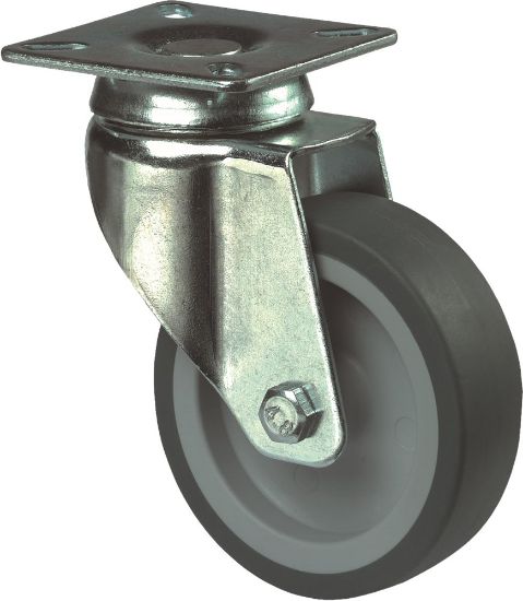 Afbeeldingen van KELFORT Zwenkwiel grijs EV rubber bev. plaat 75MM