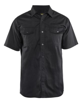 Afbeeldingen van BLÅKLÄDER Overhemd Twill met korte mouwen 3296 zwart 3XL
