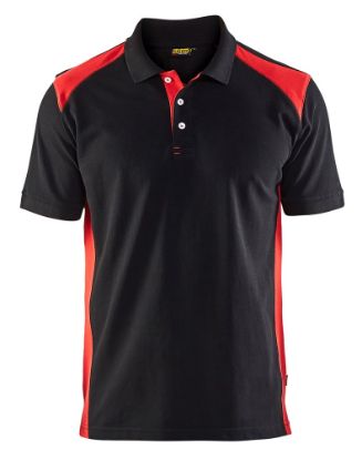 Afbeeldingen van BLÅKLÄDER Poloshirt piqué 3324 zwart/rood 3XL