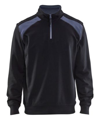 Afbeeldingen van BLÅKLÄDER Sweatshirt bi-colour met halve rits 3353 zwart/grijs 2XL