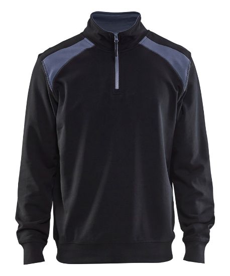 Afbeeldingen van BLÅKLÄDER Sweatshirt bi-colour met halve rits 3353 zwart/grijs 3XL