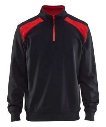 Afbeeldingen van BLÅKLÄDER Sweatshirt bi-colour met halve rits 3353 zwart/rood XL