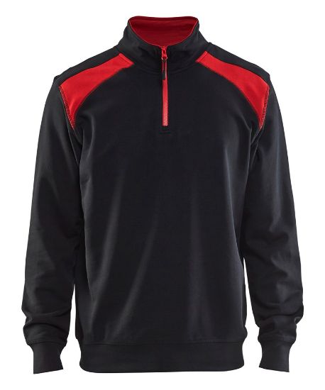 Afbeeldingen van BLÅKLÄDER Sweatshirt bi-colour met halve rits 3353 zwart/rood XL