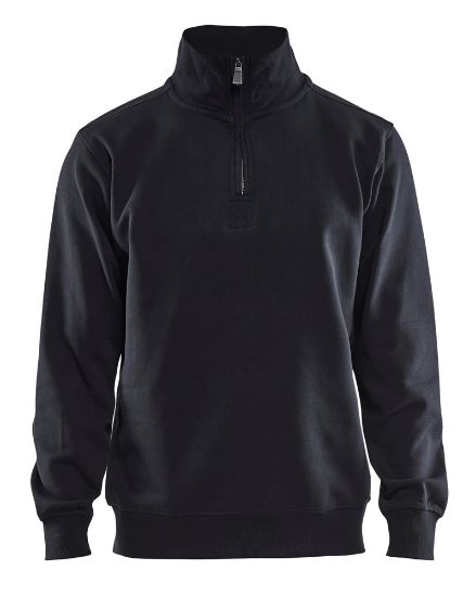 Afbeeldingen van BLÅKLÄDER Sweatshirt jersey met halve rits 3365 zwart M