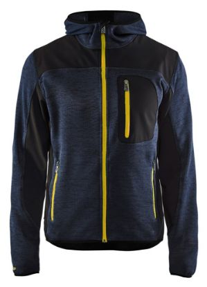 Afbeeldingen van BLÅKLÄDER Gebreid vest met softshell 4930 donkerblauw/geel L