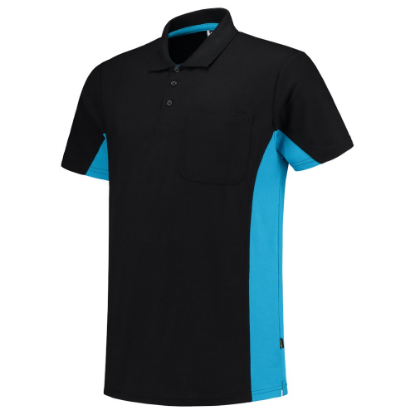 Afbeeldingen van TRICORP Poloshirt bi-colour met borstzak 202002 zwart/turquoise L