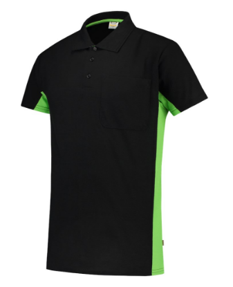 Afbeeldingen van TRICORP Poloshirt bi-colour met borstzak 202002 zwart/limoen S
