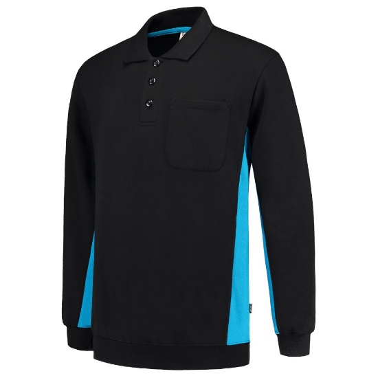 Afbeeldingen van TRICORP Polosweater bi-colour met borstzak 302001 zwart/turquoise 4XL