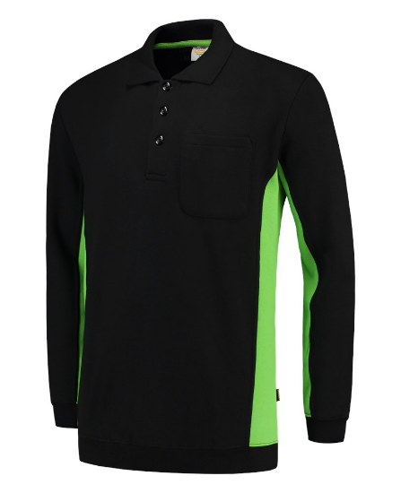 Afbeeldingen van TRICORP Polosweater bi-colour met borstzak 302001 zwart/limoen M