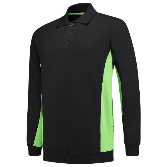 Afbeeldingen van TRICORP Polosweater bi-colour 302003 zwart/limoen 3XL