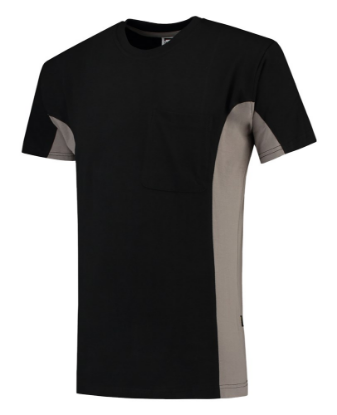 Afbeeldingen van TRICORP T-shirt bi-colour met borstzak 102002 zwart/grijs XS