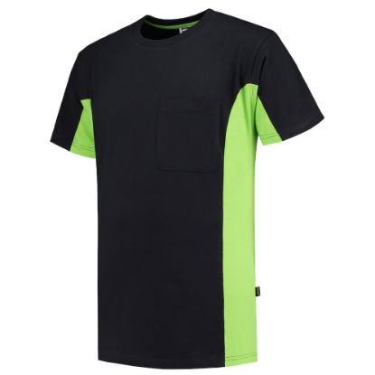 Afbeeldingen van TRICORP T-shirt bi-colour met borstzak 102002 zwart/limoen 8XL
