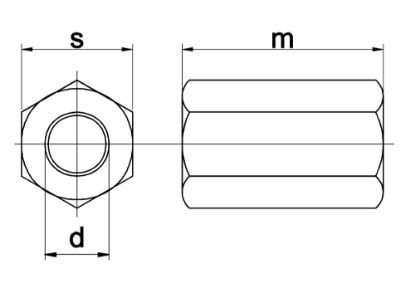 Afbeeldingen van Zeskant koppelmoer 3Xd DIN6334 6 EV M6X40