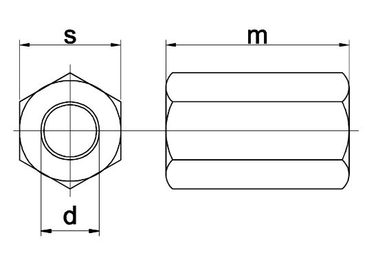 Afbeeldingen van Zeskant koppelmoer 3Xd DIN 6334 6 EV