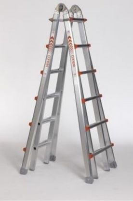 Afbeeldingen van WAKU Telescopische vouwladder 4X6 sporten 6,40M
