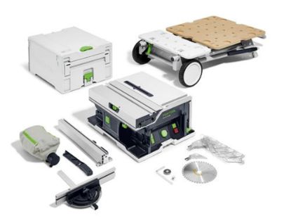 Afbeeldingen van FESTOOL Accu tafelcirkelzaag CSC SYS 50 EBI-Basic-Set 2x18V BODY met Onderstel inclusief accessoires