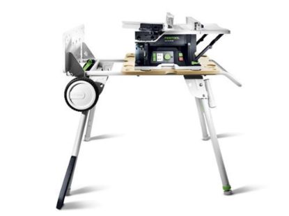Afbeeldingen van FESTOOL Accu tafelcirkelzaag CSC SYS 50 EBI-Set 2x18V 5,0Ah met Onderstel inclusief accessoires