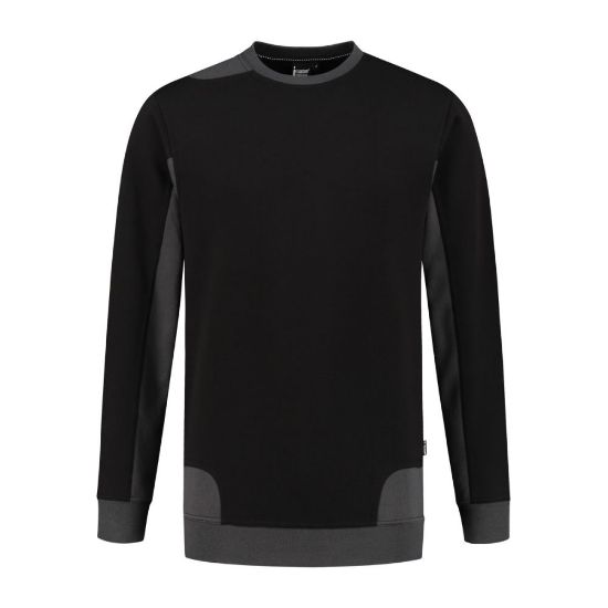 Afbeeldingen van IMAGE Fleecetrui bicolour Crew Neck Semi SlimFit Spade 14011 grijs/zwart L