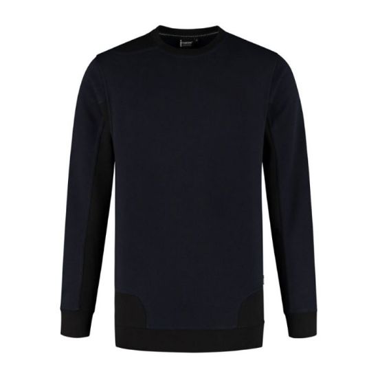 Afbeeldingen van IMAGE Fleecetrui bicolour Crew Neck Semi SlimFit Spade 14011 donker navy/zwart L