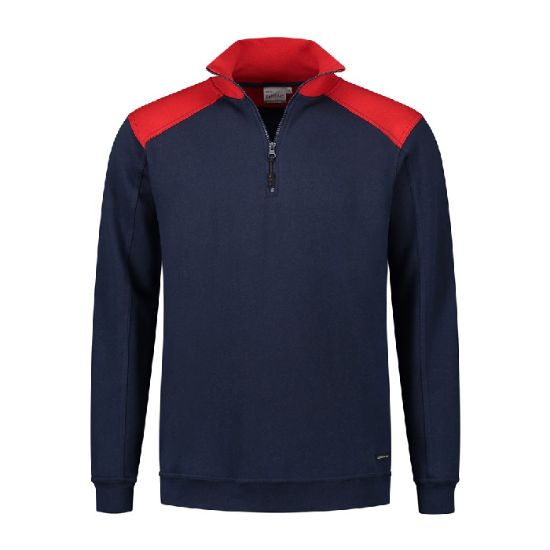 Afbeeldingen van SANTINO Zipsweater bicolour Tokyo navy/rood L